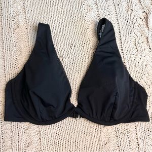ATHLETA Black Underwire Bra Cup Plunge Bikini Top Size 38D/DD